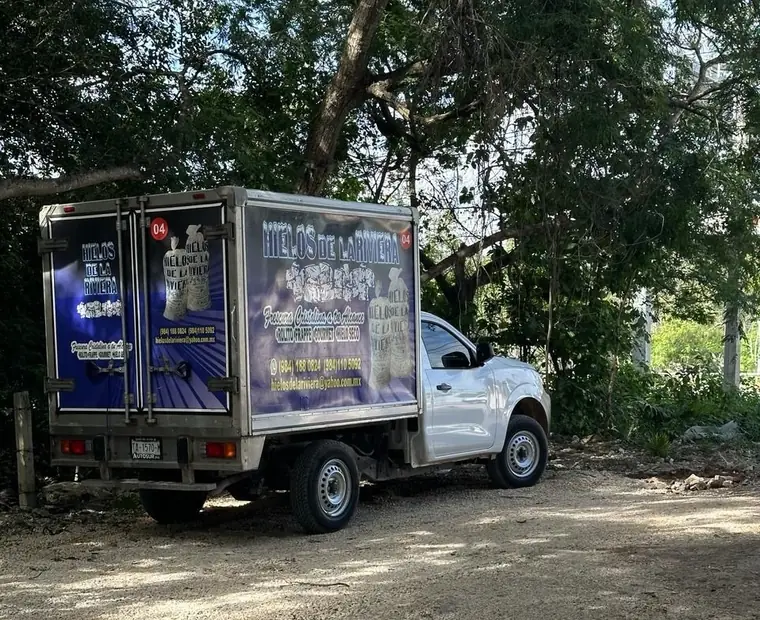 Unidad de reparto rotulada de Hielos de la Riviera.